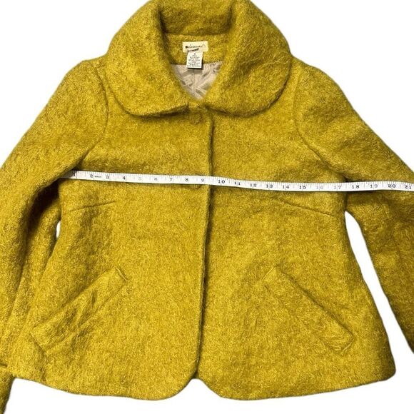 Elevenses Anthropologie Vintage Gold-Green Mohair Retro Wool Jacket Size 6 - Picture 6 of 8